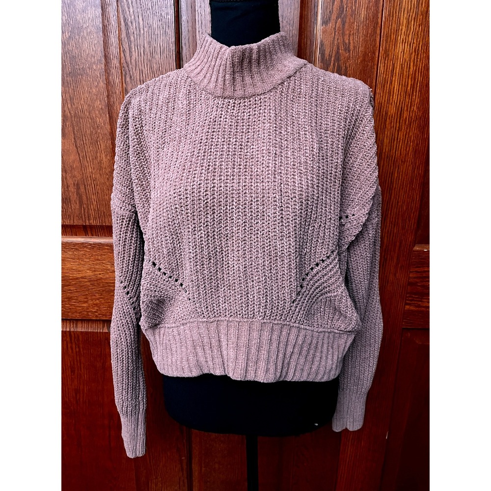 Pink Rose Womens Sweater L Mock Neck Long Sleeve Knit Pullover Mauve Casual - Picture 1 of 6